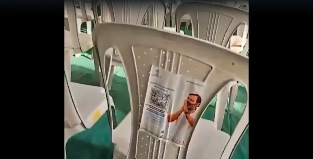 Maharashtra : Controversy Erupts as Rahul Gandhi's Photos Adorn Chairs at PM Modi's Yavatmal Meeting Venue