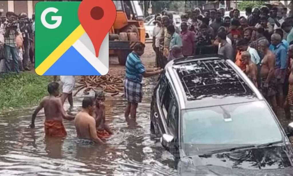 Google Maps Leads Tourists into Kerala Stream; Car Sinks, Passengers Rescued