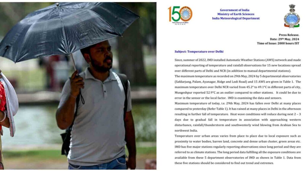 IMD Clarifies Error in Temperature Recording of 52.9°C in Delhi's Mungeshpur