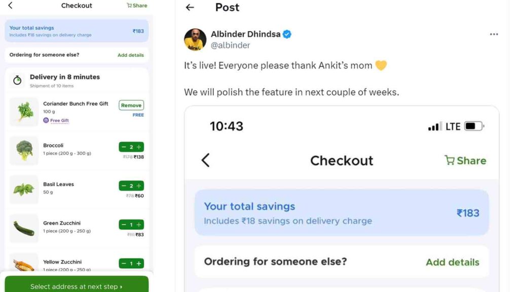 Viral: Blinkit Responds to Mumbai Mom's Suggestion with Free Dhaniya Offer