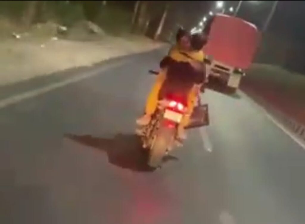 Viral Video: Couple Arrested in Kota for Dangerous Public Display of Affection on Moving Bike