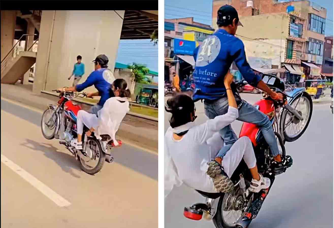 Couple Performs Dangerous Stunt On Two Wheeler Video Goes Viral Pune