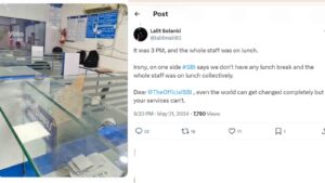 SBI Warns Removal of Photo After Customer Complains About 'No Staff at Lunch Break'