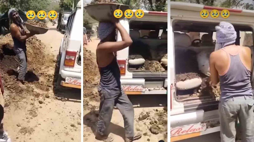 Video of Construction Workers Transferring Mud in SUV Leaves Internet in Splits