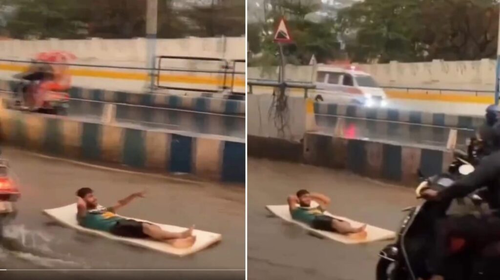 Pune Rains: Man's Bizarre Mode of Transport on Waterlogged Streets Goes Viral