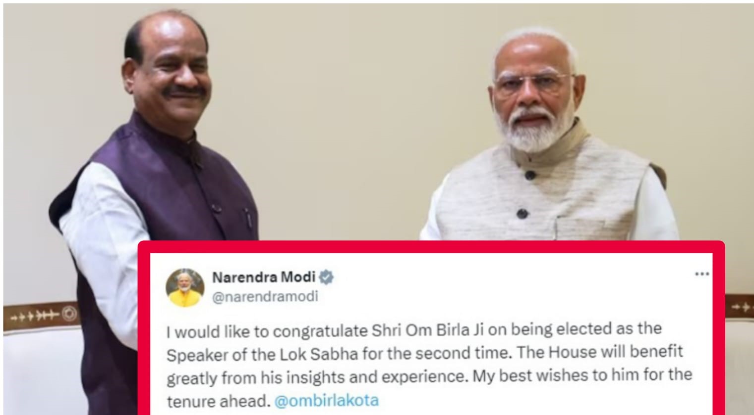 Om Birla hailed by Prime Minister Narendra Modi