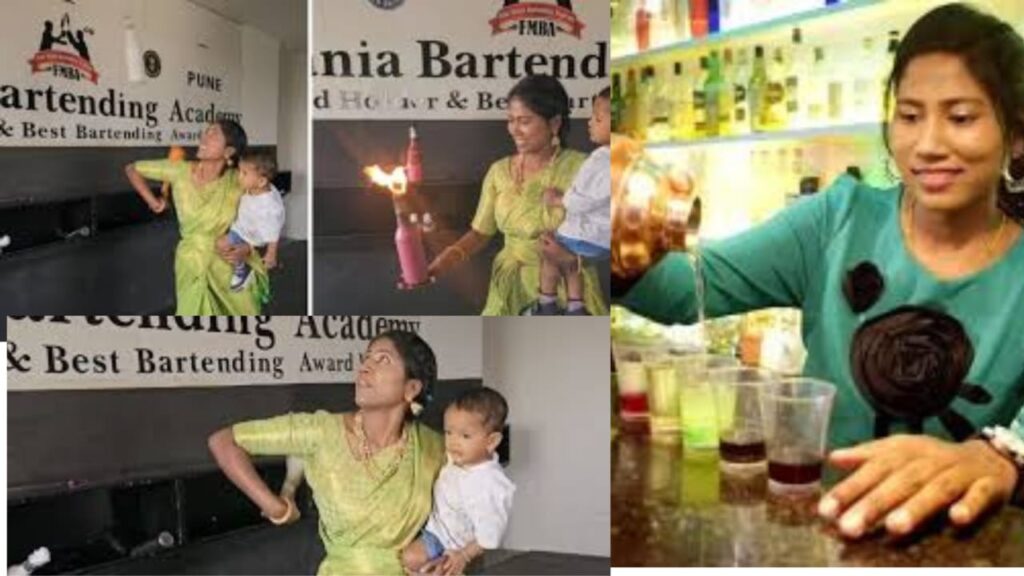 Viral Video: Pune Woman in Saree Juggles Bottles with One Hand, Holding Baby 