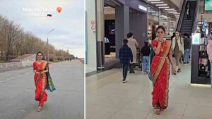 'Marathi Mulgi' Walking in Russia Wearing Traditional Indian Nine-Vari Stuns Netizens
