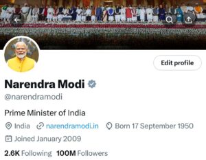PM Modi reaches 100 million followers on social media platform X