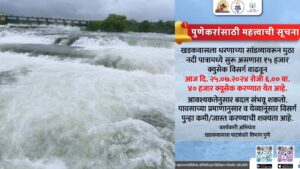 Pune: Water Release From Khadakwasla Dam Increased To 40,000 Cusecs At 6 PM 